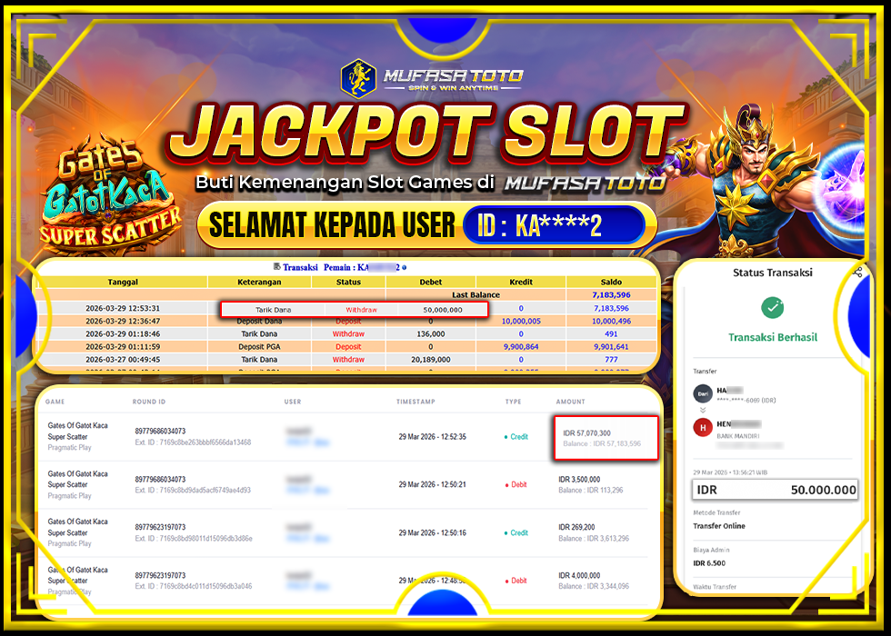 MUFASATOTO JACKPOT PRAGMATIC PLAY Rp 50.000.000|LUNAS